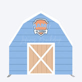 Lofaris Custom Name Wooden Blue Farm Barn Door Arch Backdrop